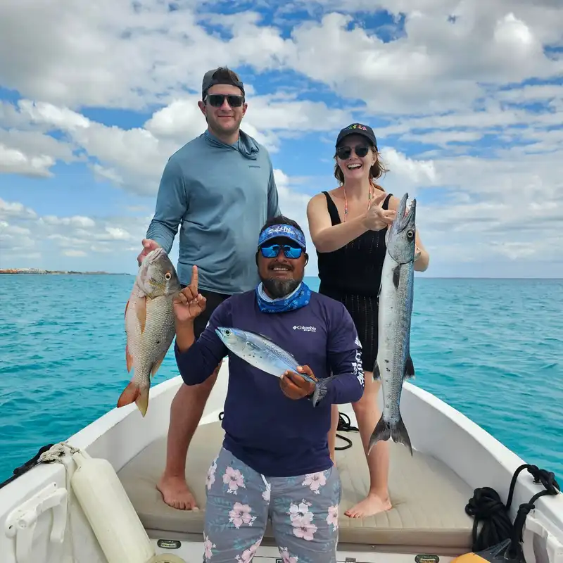 Playa del Carmen fishing highlight — mixed catch on deck